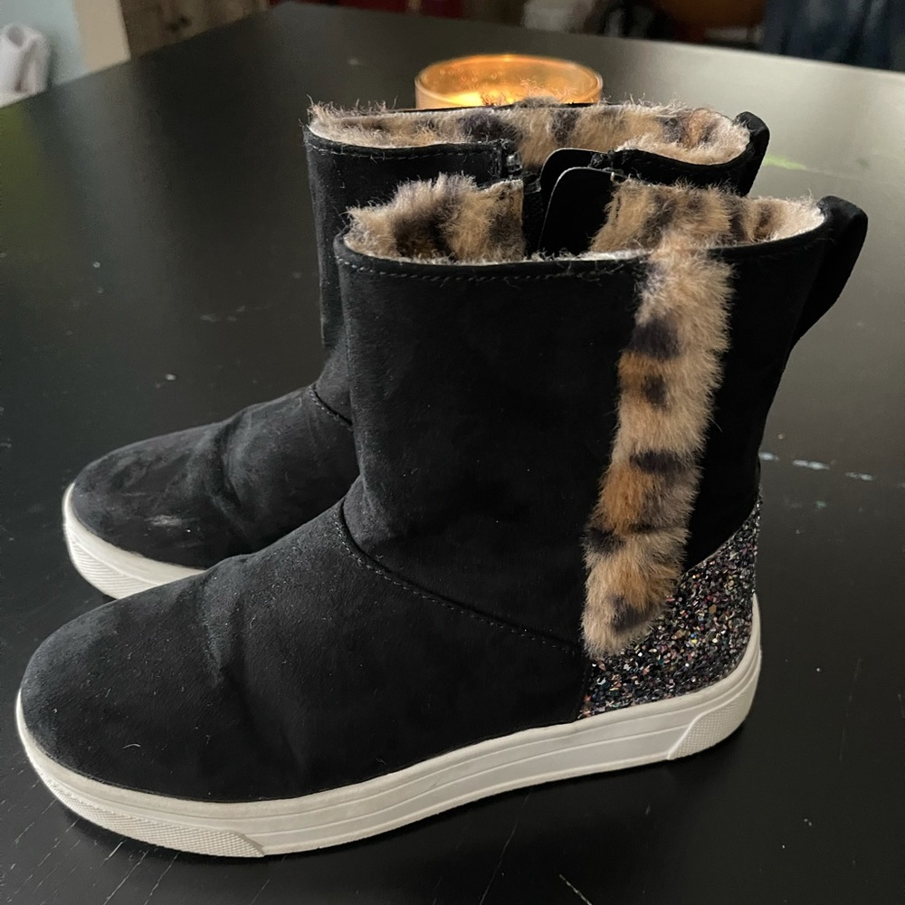 STEVE MADDEN, girls 2.0, black leopard and sparkles-